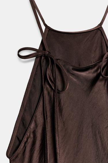 ZW COLLECTION SATIN HALTER DRESS - Brown by Zara - Image 8