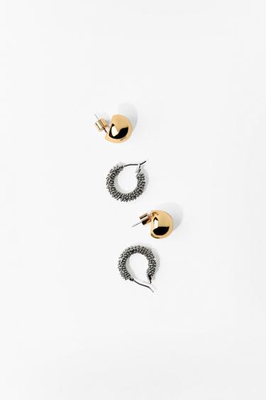 PACK PENDIENTES COMBINADOS ARO BOLA - Oro / Plata de Zara