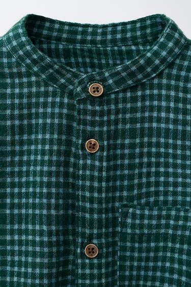 CHECK STAND COLLAR SHIRT - Green by Zara - Image 2