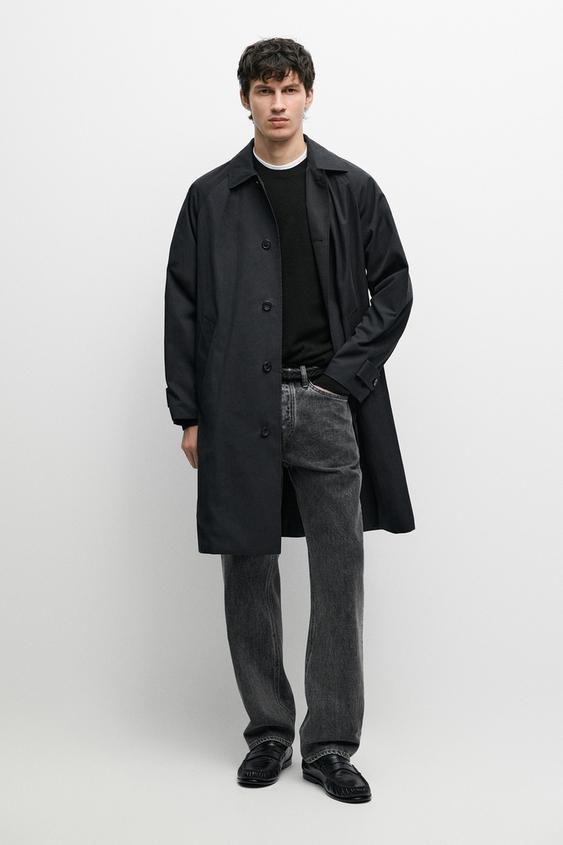 Zara Long reversible technical parka - Dark navy - Image 0