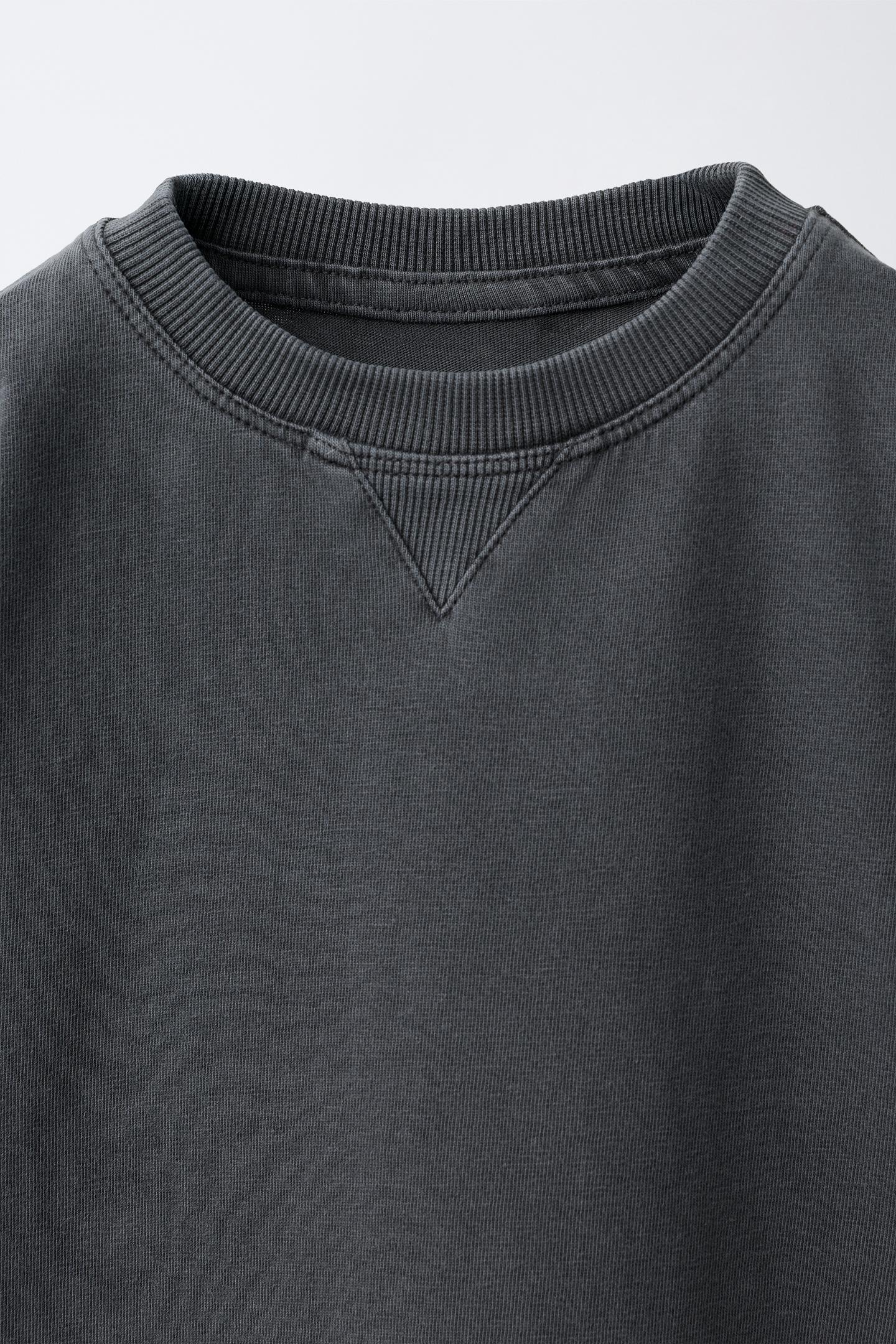 Детская футболка Zara Garment-Dyed, цвет: Тёмный антрацитовый — фото 3