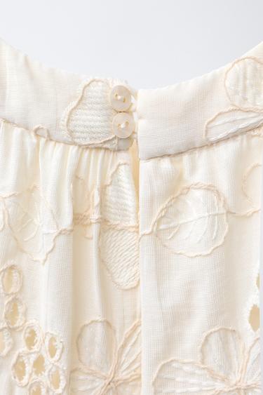 EMBROIDERED FLORAL ORGANZA DRESS - Ecru by Zara - Image 3