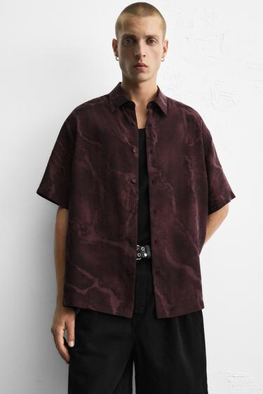 FLOWING TIE-DYE PRINT SHIRT - Burgundy by Zara