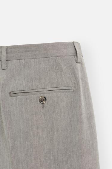 HERRINGBONE SUIT TROUSERS - Brown / Taupe by Zara - Image 7