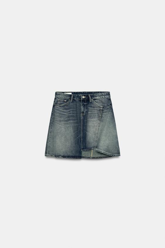 ASYMMETRIC DENIM SKIRT - Blue by Zara - Image 0