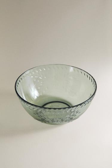 ACRYLIC FLORAL BOWL - Green / Blue by Zara - Image 1