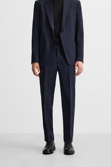 PANTALÓN TRAJE ESTRUCTURA - Marino de Zara