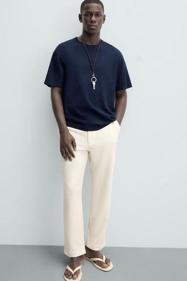 TEXTURED CHINO TROUSERS - Ecru by Zara