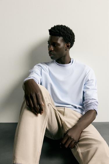 T-SHIRT HEAVYWEIGHT À MANCHES COURTES - Bleu ciel de Zara