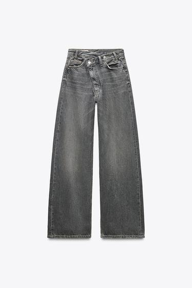 HIGH-WAIST WIDE-LEG TRF JEANS - Grey by Zara