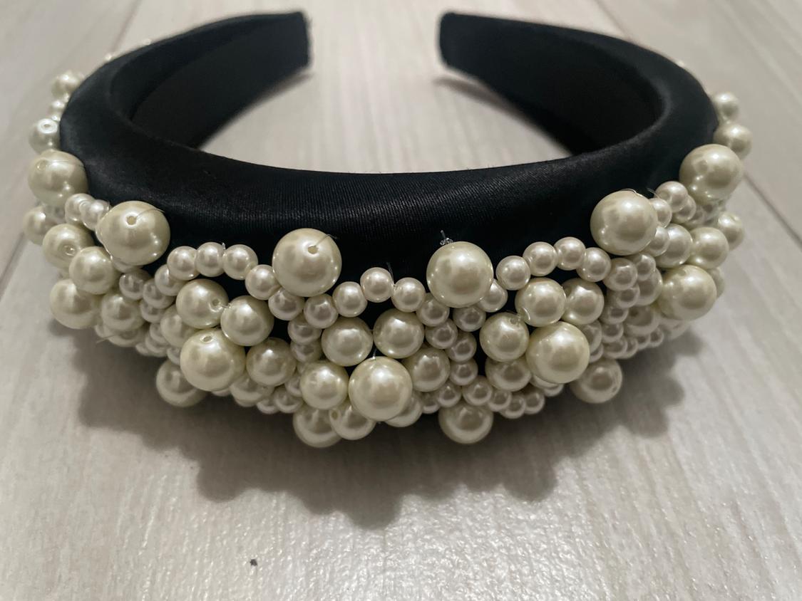 SATIN HEADBAND WITH PEARL BEADS - Image 2