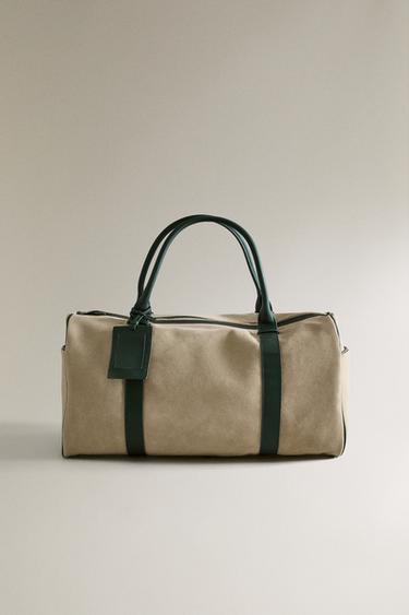 ΔΕΡΜΑΤΙΝΗ ΤΣΑΝΤΑ ΤΑΞΙΔΙΟΥ - Μπεζ / Πράσινο του Zara