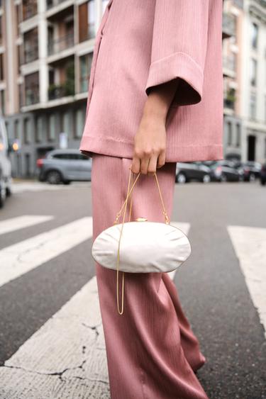 Zara PEARLESCENT BOX BAG - white