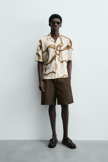 CAMISA COM ESTAMPA ABSTRATA - castanho da Zara - Imagem 0