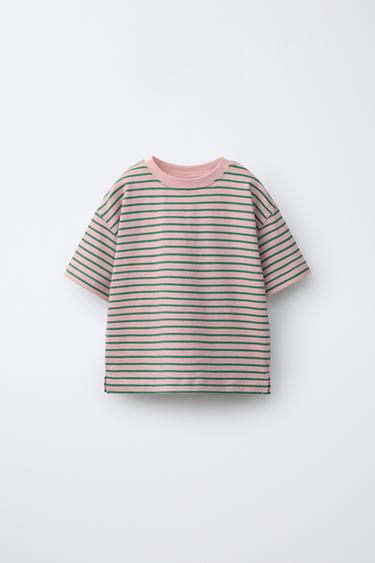 ストライプTシャツパステルピンクZaraのストライプTシャツ - パステルピンク