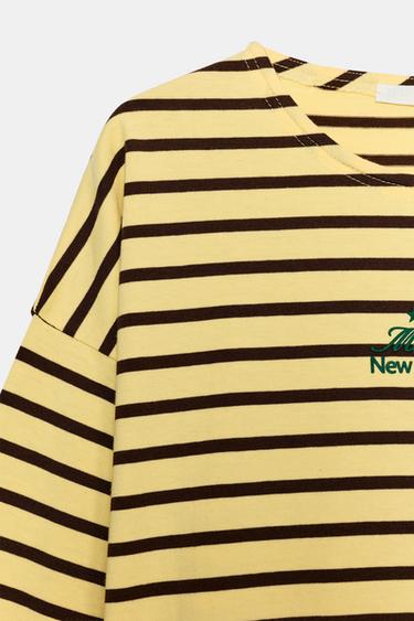 STRIPED T-SHIRT WITH SLOGAN - Yellow by Zara - Image 5