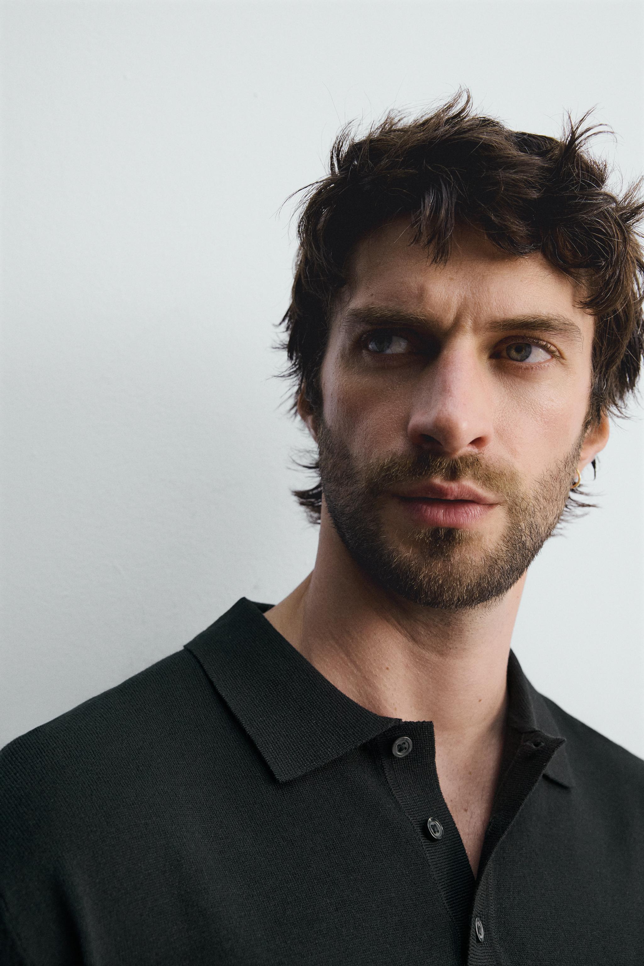 VISCOSE BLEND KNIT POLO SHIRT