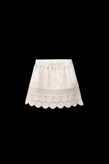 FALDA FLORES BORDADAS - Crudo de Zara - Imagen 0