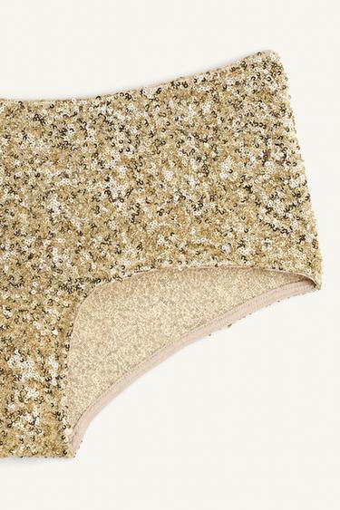 LIMITED EDITION SEQUIN BRIEFS - Gold by Zara - Image 3