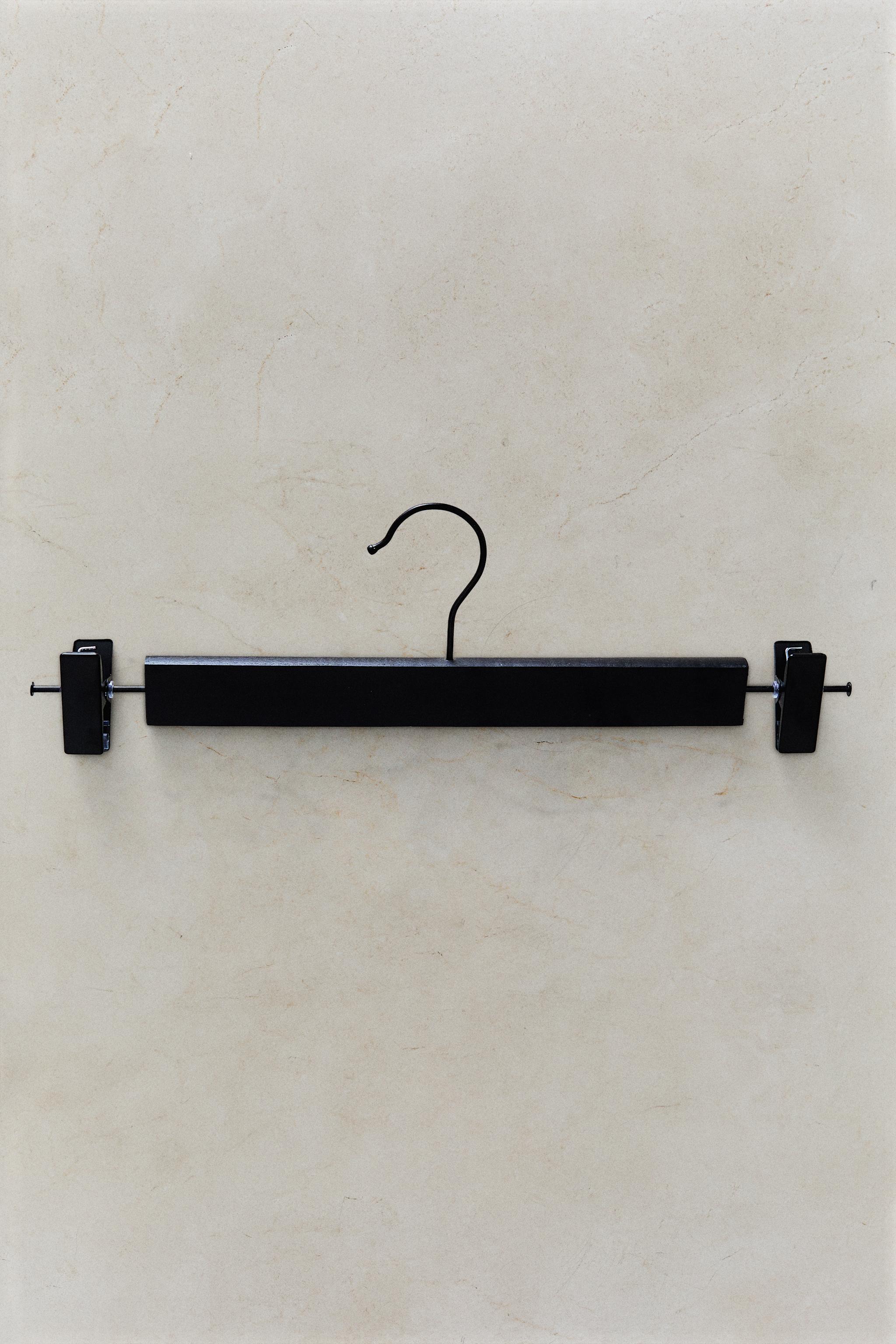 WOODEN SKIRT HANGER (SET OF 3) — Black