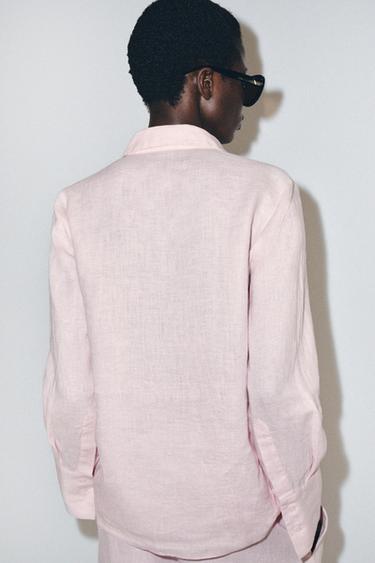 ZW COLLECTION 100% LINEN SHIRT - Pink by Zara - Image 2