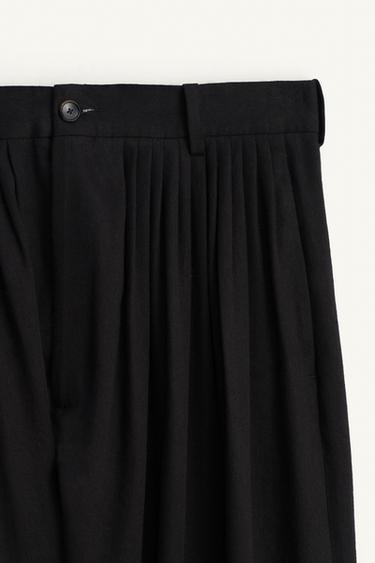 LINEN/LYOCELL PLEATED SUIT TROUSERS - Black by Zara - Image 7