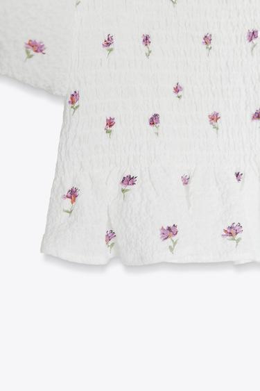 TOP À IMPRIMÉ FLORAL - Rose / Blanc de Zara - Image 6