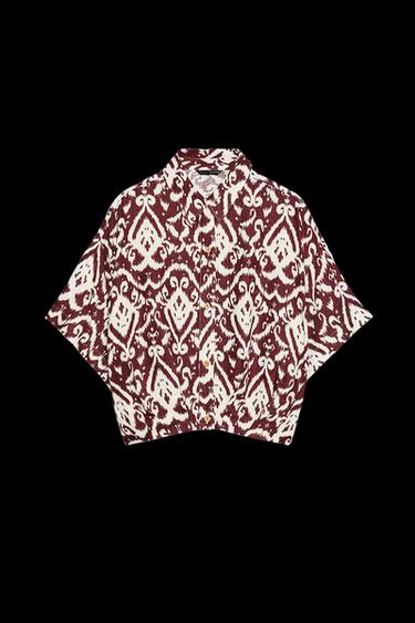 Zara PRINTED SHORT SHIRT - Terracotta - Image 0