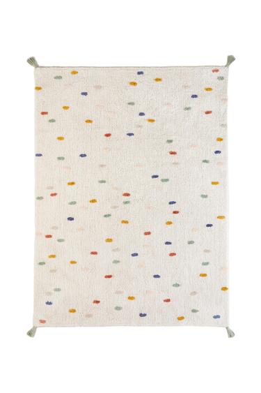 Zara KIDS' MULTICOLORED POLKA DOT COTTON AREA RUG - Oyster-white