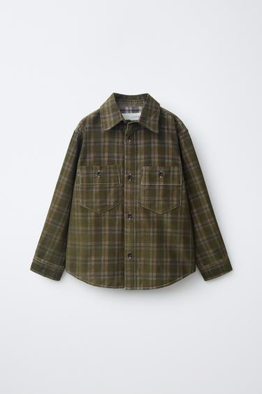 CAMISA DE BOMBAZINA COM ESTAMPADO AOS QUADRADOS - Verde da Zara