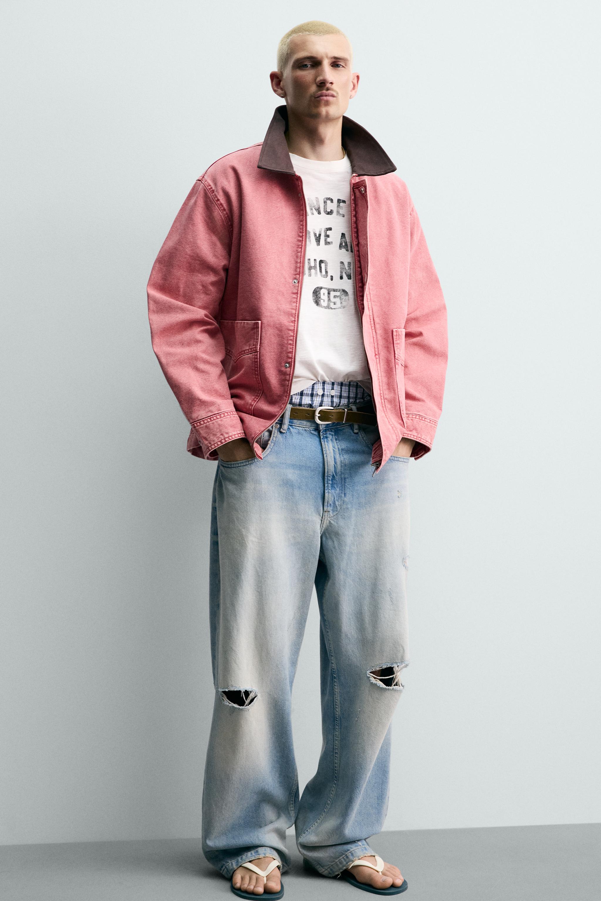 BLOUSON RELAXED FIT LAVÉ À COL CONTRASTE