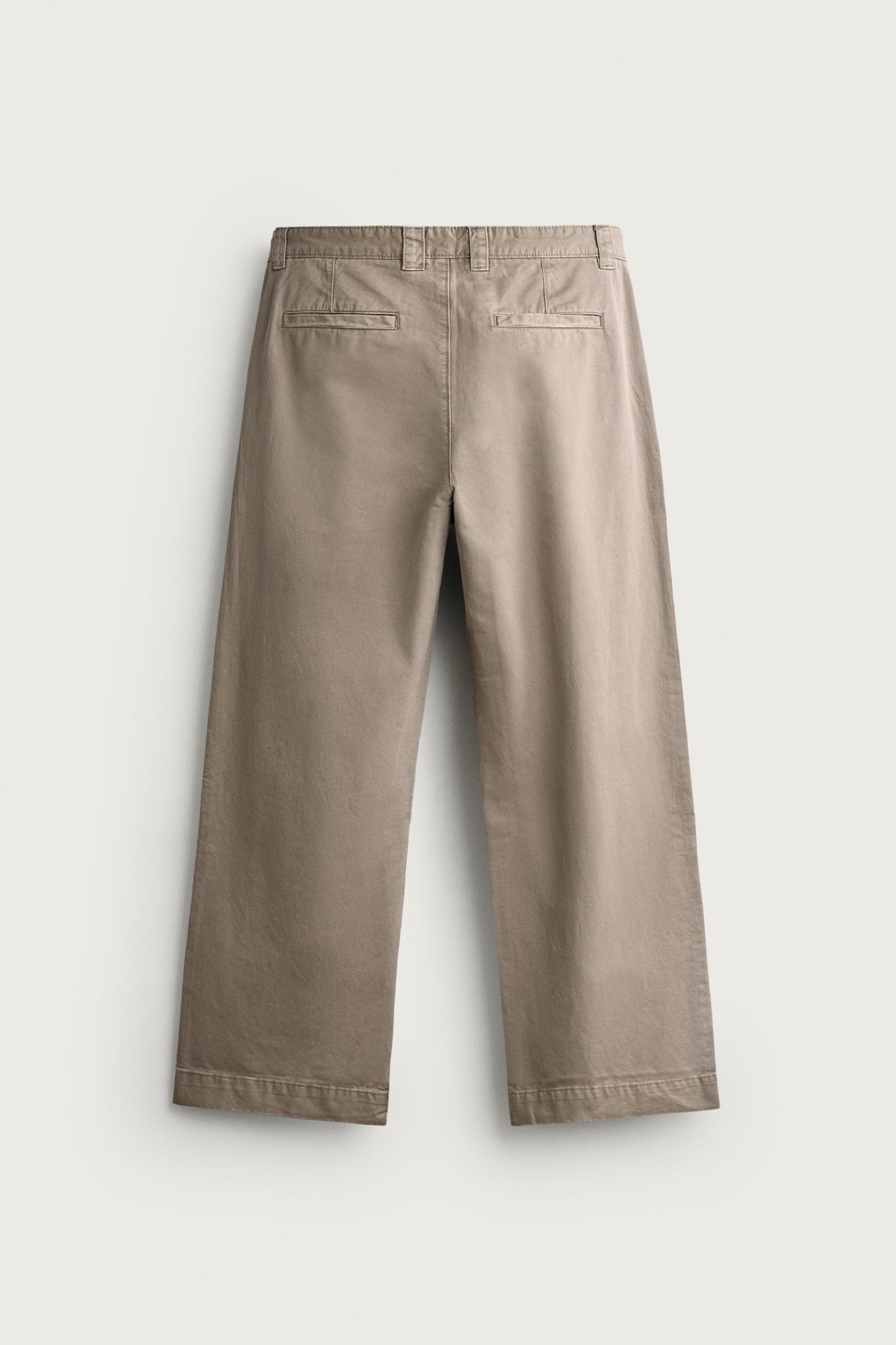 WASHED RELAXED FIT CHINO PANTS — taupe brown