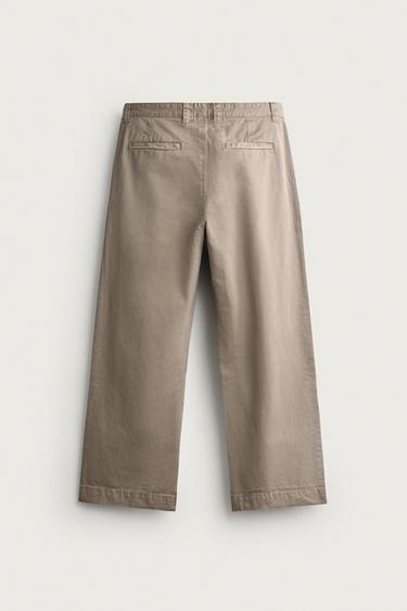 WASHED RELAXED FIT CHINO PANTS — taupe brown 2