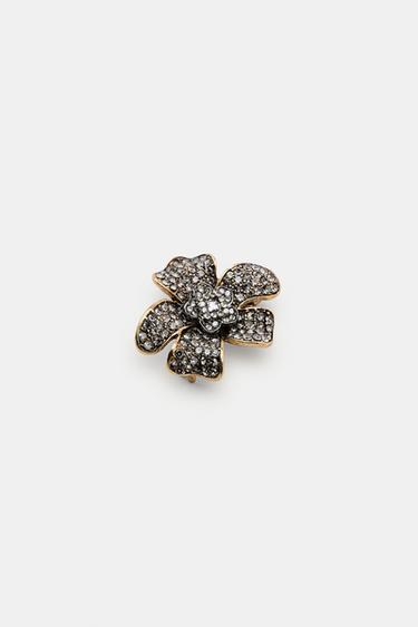 LOT DE 3 BROCHES FLEUR ABEILLE BRILLANTS - Or / Argent de Zara - Image 5
