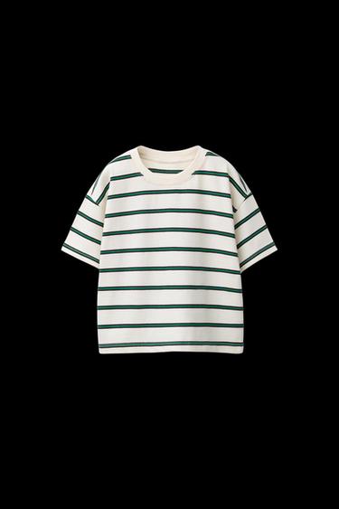Zara STRIPED T-SHIRT - Green - Image 0