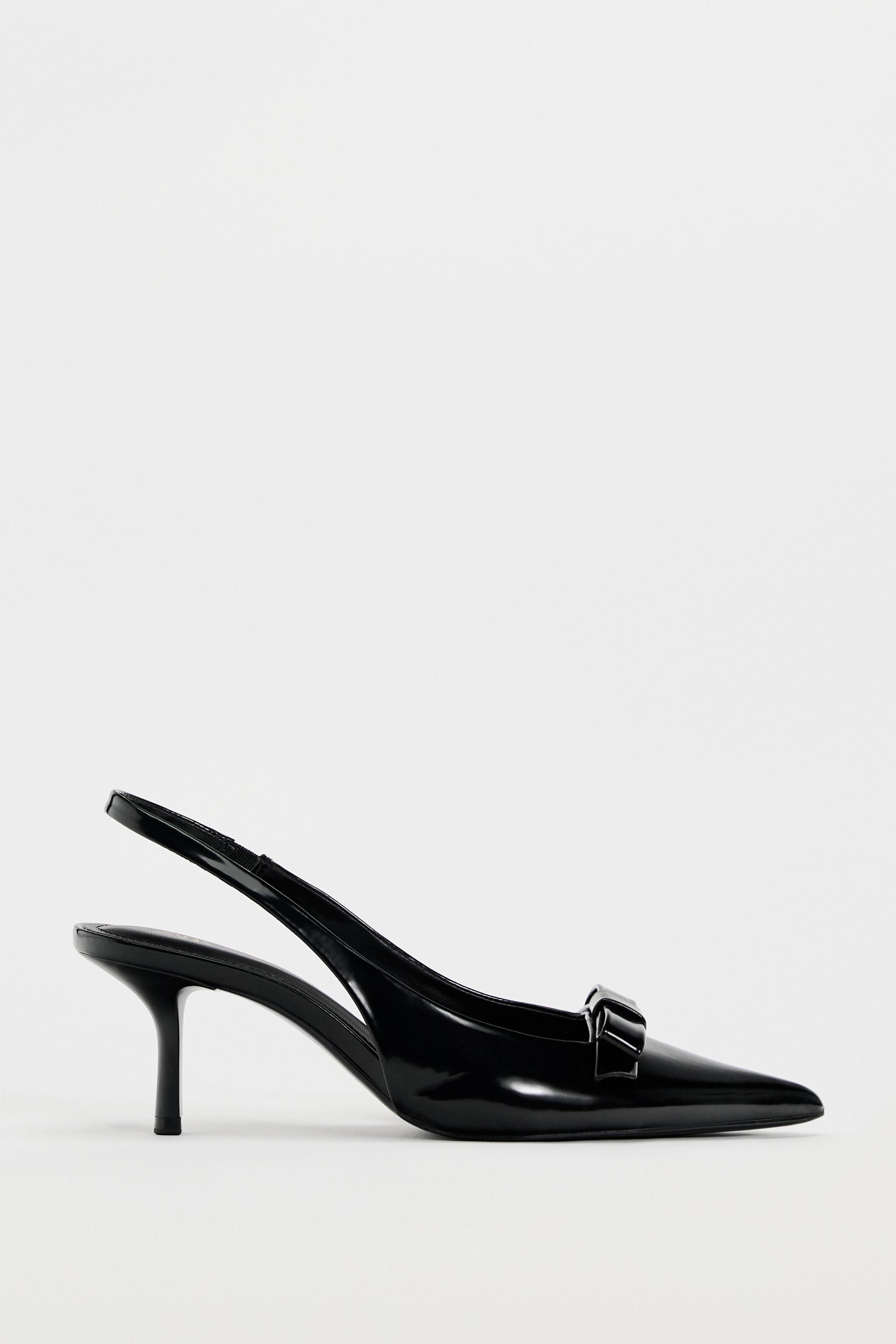 BOW TRIM SATIN EFFECT HEELED SHOES Black ZARA Canada