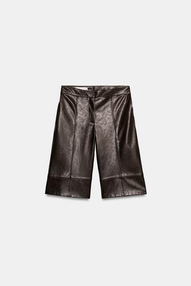 BERMUDA DE POLIURETANO - Marrom da Zara - Imagem 0