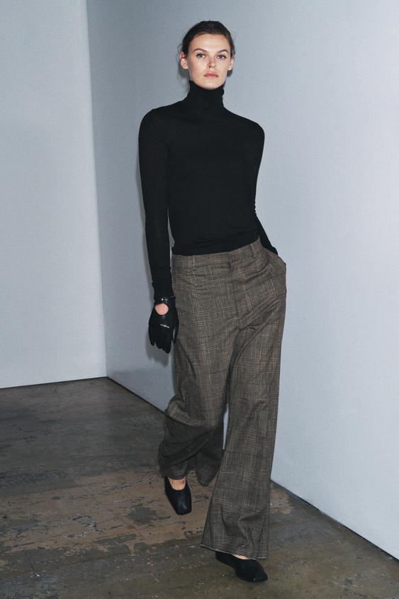 CHECKED WOOL BALLOON PANTS ZW COLLECTION