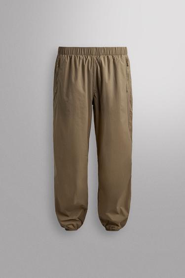 Zara 科技訓練慢跑長褲 - 米色