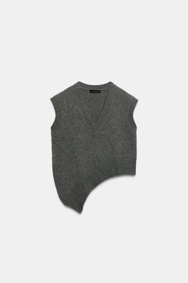 GILET EN LAINE À BAS ASYMÉTRIQUE - Gris de Zara - Image 6