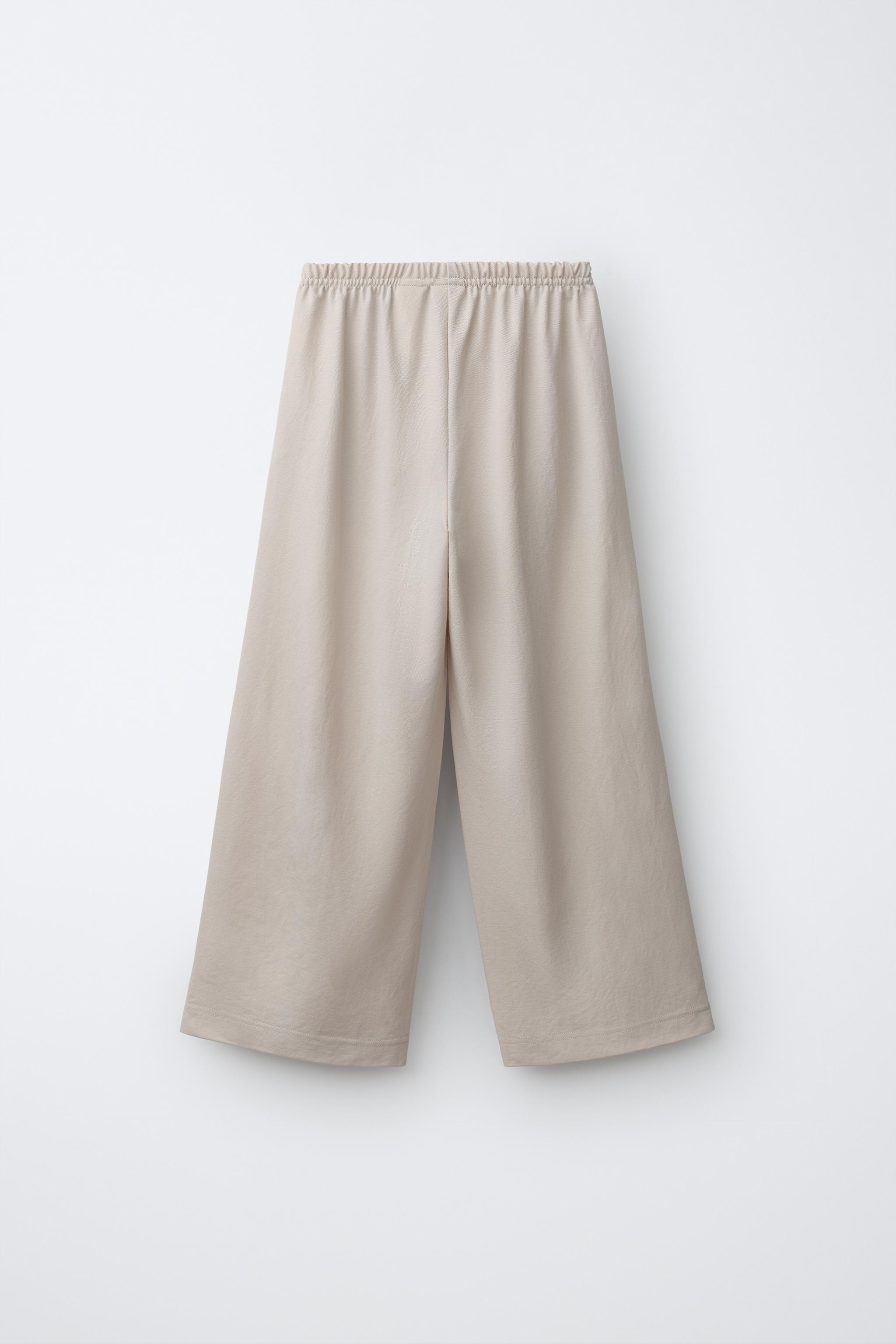 WIDE LEG PAJAMA PANTS — Ecru (alternate view)
