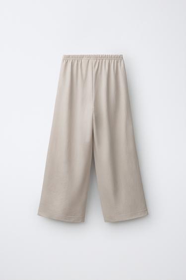 WIDE LEG PAJAMA PANTS — Ecru 2