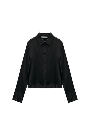 SATIN SHIRT WITH SHOULDER PADS