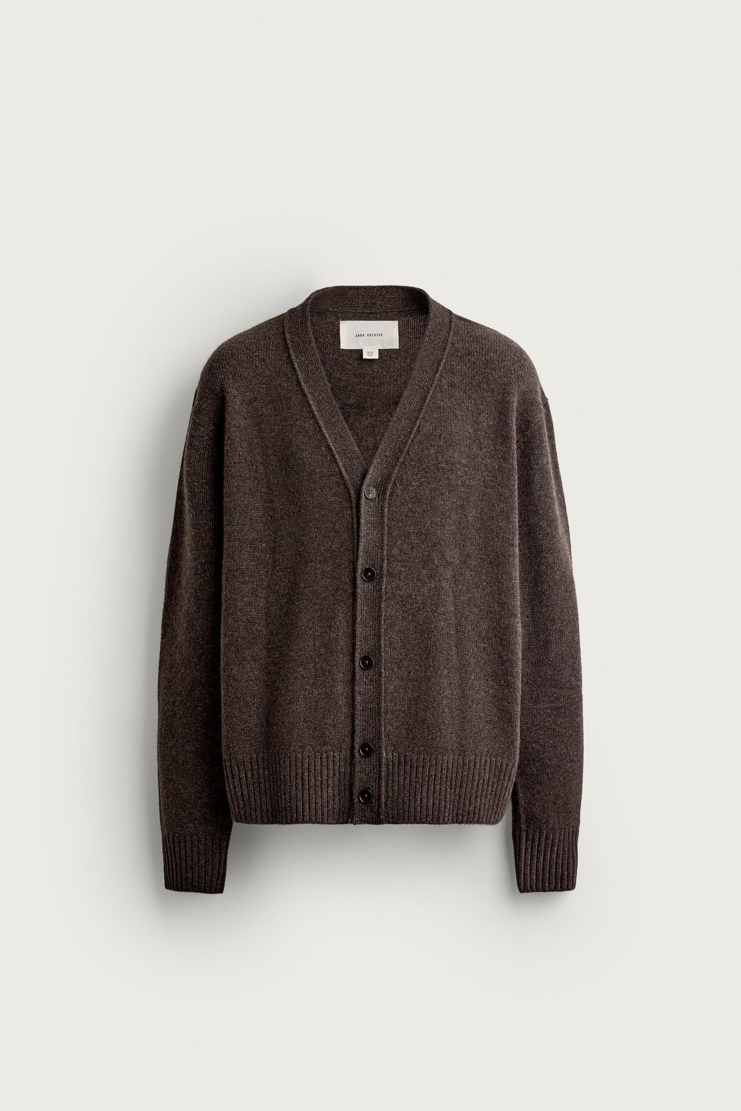Мужской кардиган Zara 100% Cashmere Regular Fit, цвет: Коричневый меланжевый — фото 7
