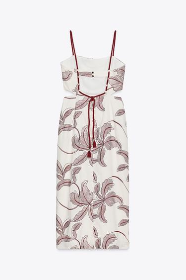 CUT OUT EMBROIDERED MIDI DRESS - Multicoloured by Zara - Image 5