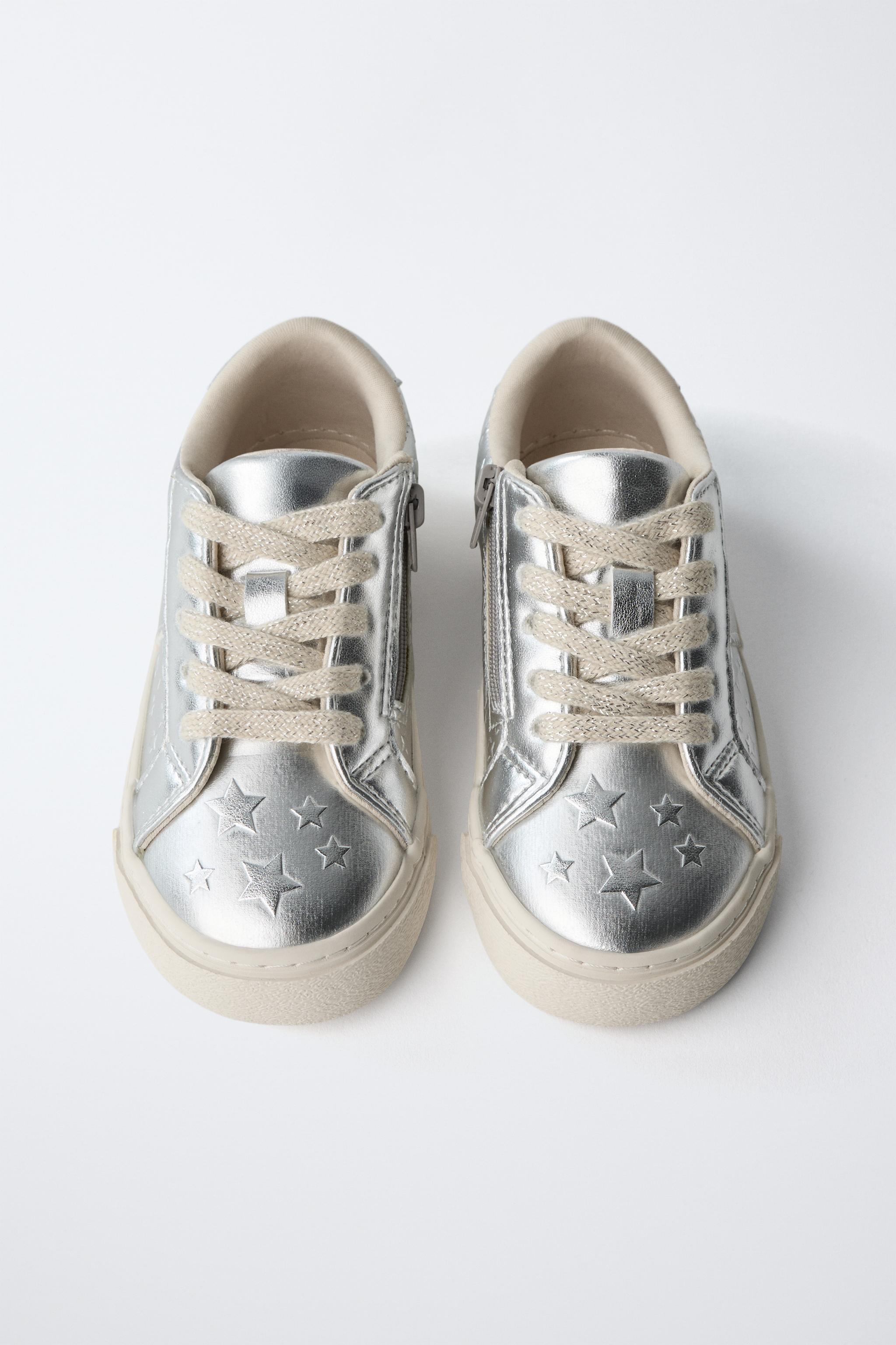 METALLIC STAR SNEAKERS - Silver | ZARA United States