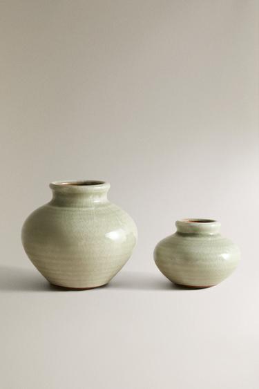 SMALL TERRACOTTA VASE - Blue / Green by Zara