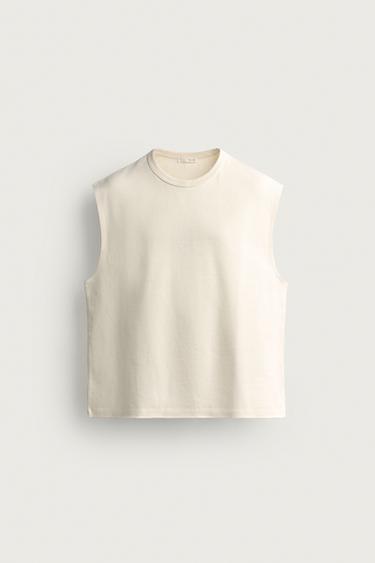COMPACT RIBBED TANK TOP - Ecru by Zara