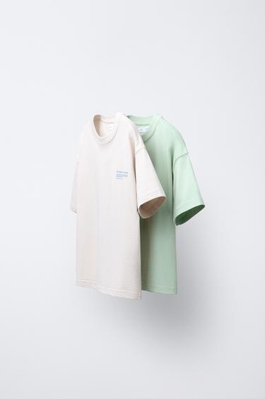 2-PACK OF T-SHIRTS WITH SLOGAN PRINT - Grey by Zara - Image 0