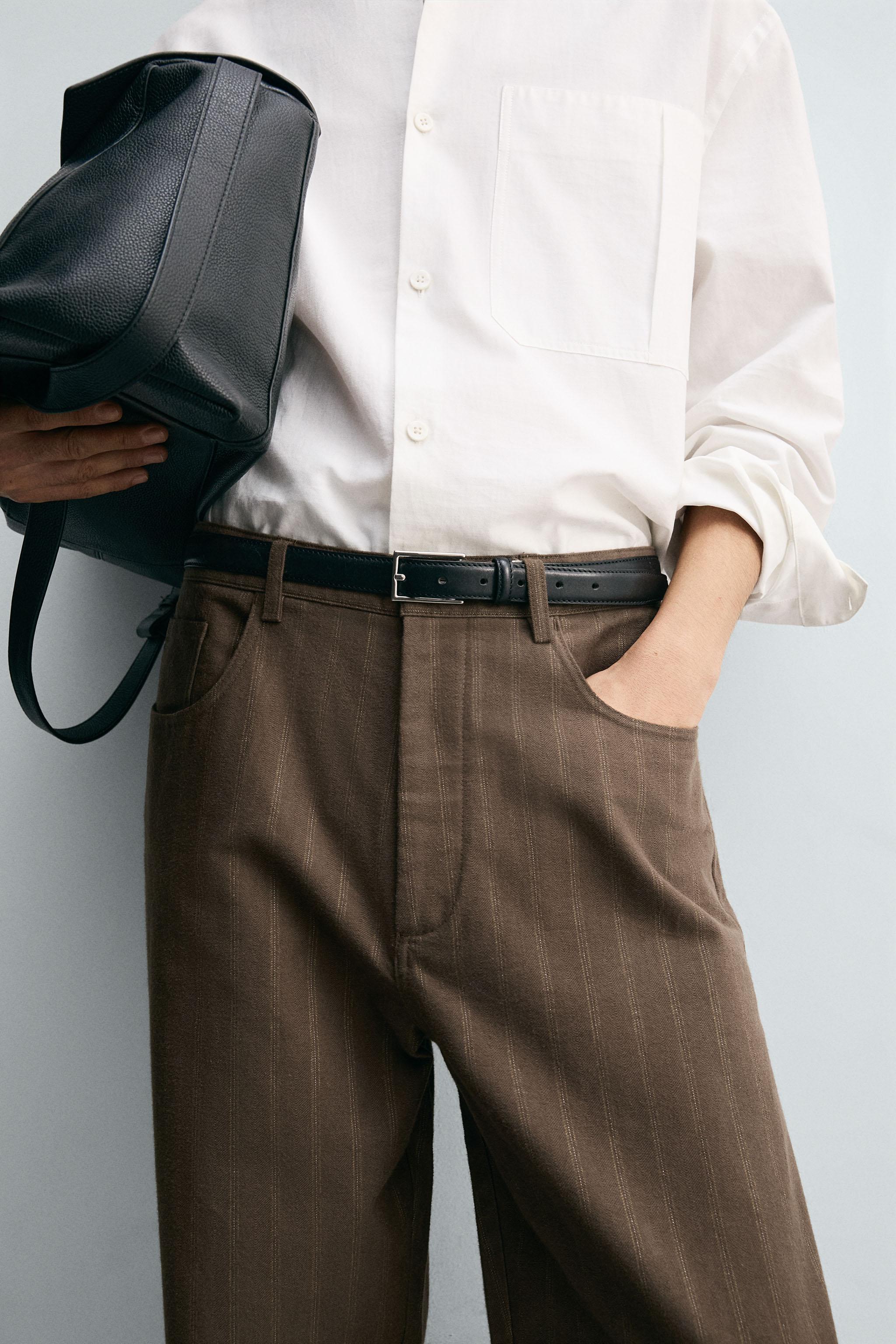 PANTALON COUPE BALLON EN JACQUARD À RAYURES